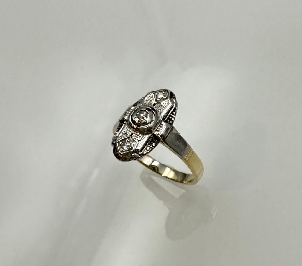 Schiffchenring * 0,1ct. Diamanten * 585 * Gr.53/54