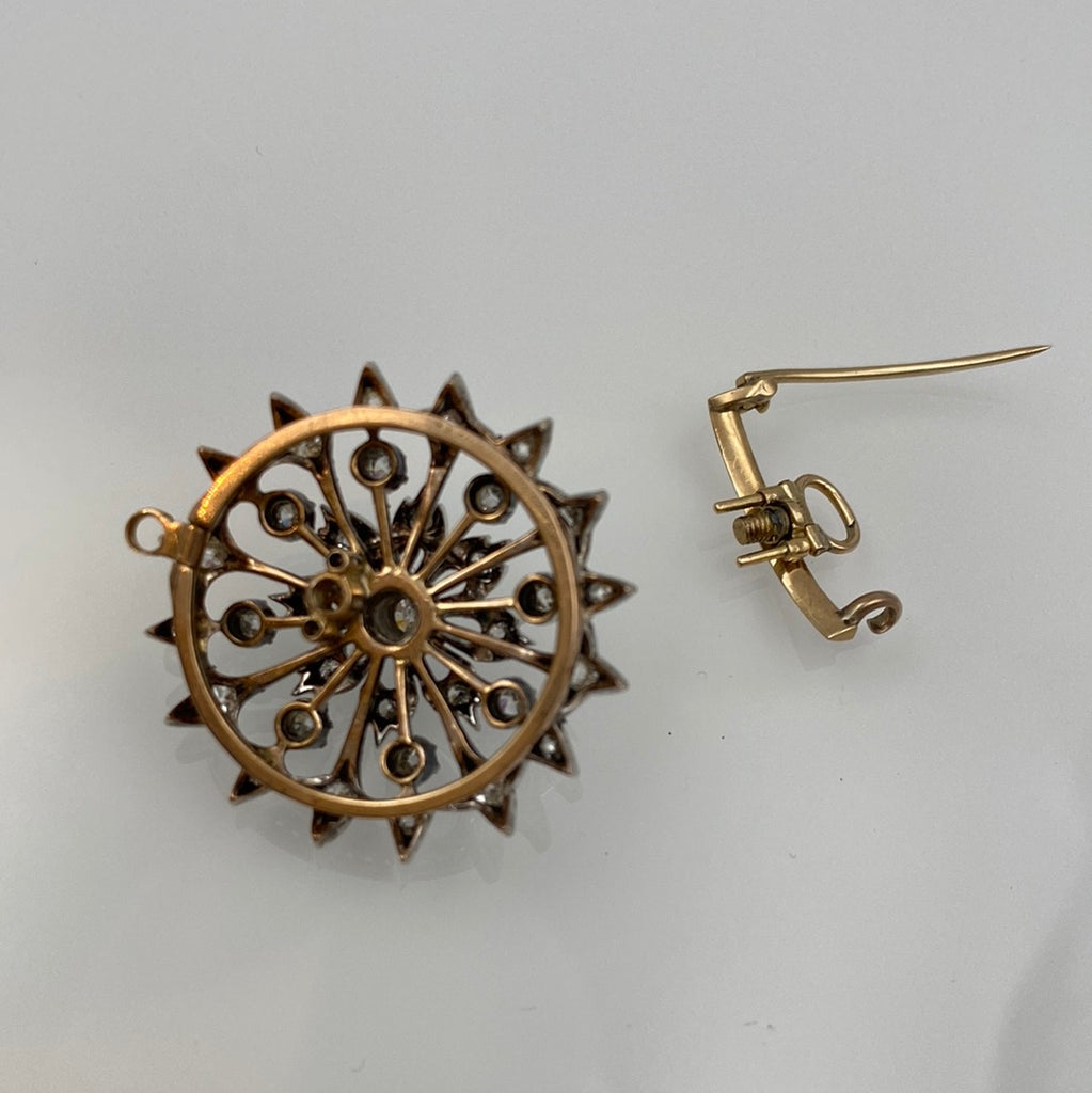 Antiker Anhänger und Brosche 1850 Gold * Silber * 1ct. Diamanten