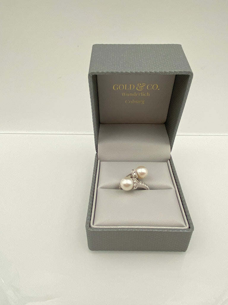 Toi-et-Moi Diamantring mit Perlen * 750